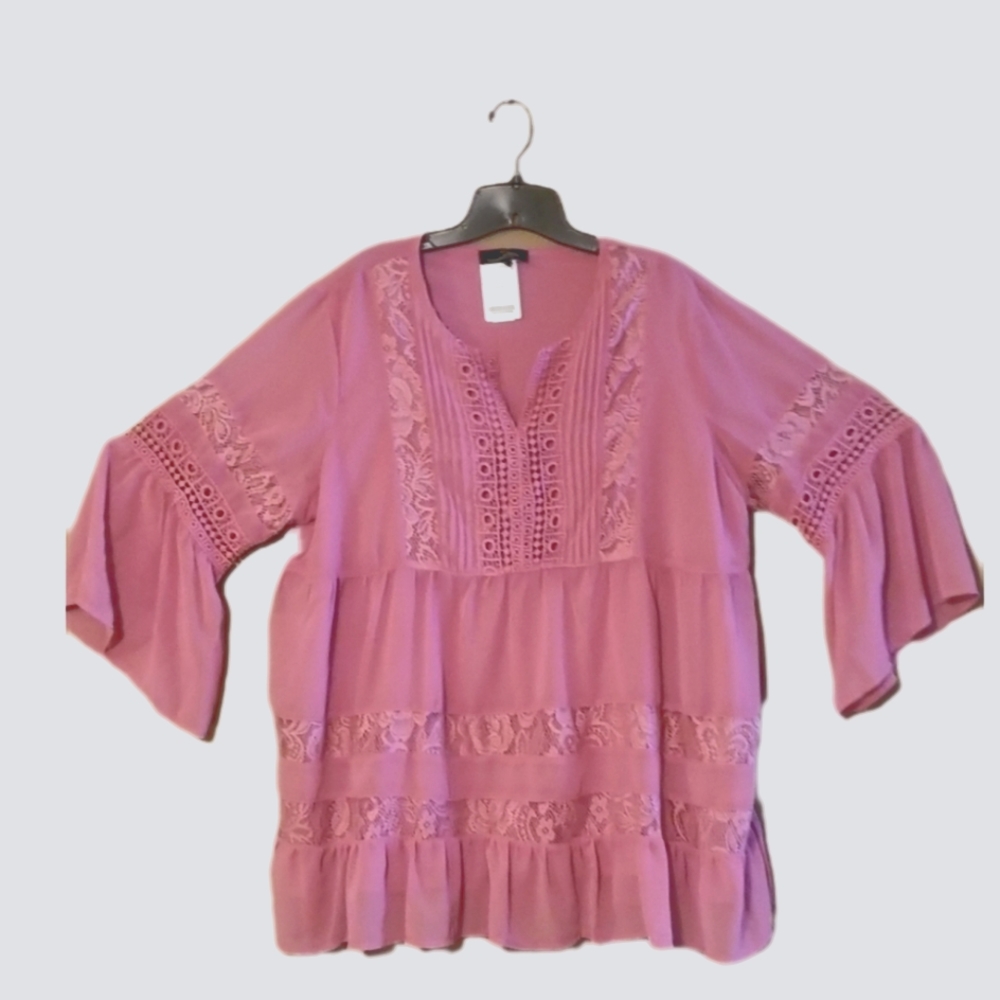 Pretty In Pink Lacy Blouse NWT